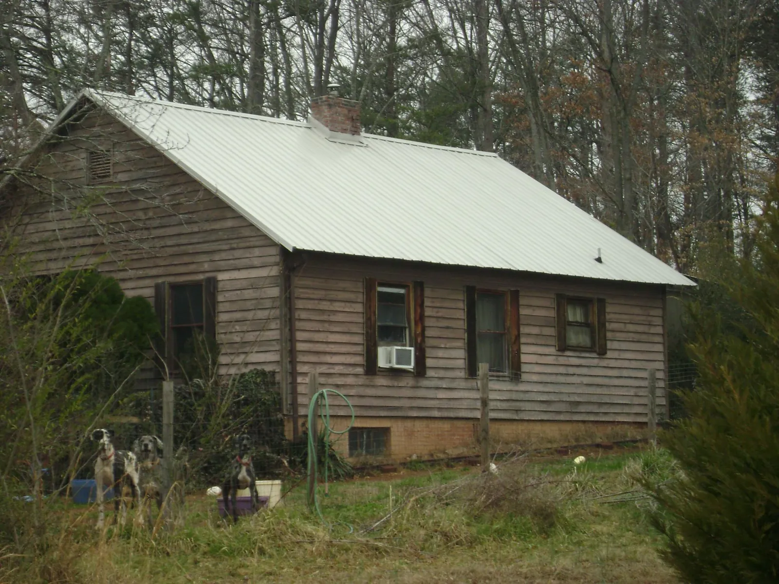 White metal roof on an old wood sided farmhouse, from a Asphalt Shingle Roof Repair job in Front Royal